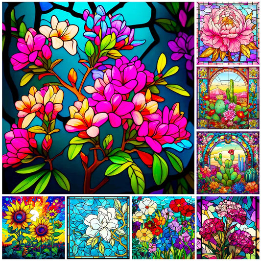 Glass Stained Flowers | Diamond Painting