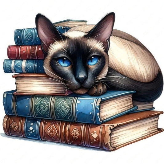 Cat Bookshelf | Diamond Painting