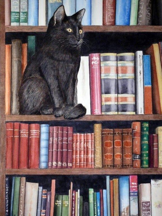 Cat Bookshelf | Diamond Painting