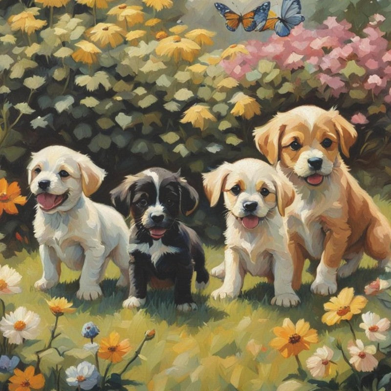 Cottage Garden Dog | Diamond Painting