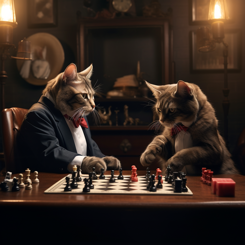 Cats Playing Chess | Diamond Painting