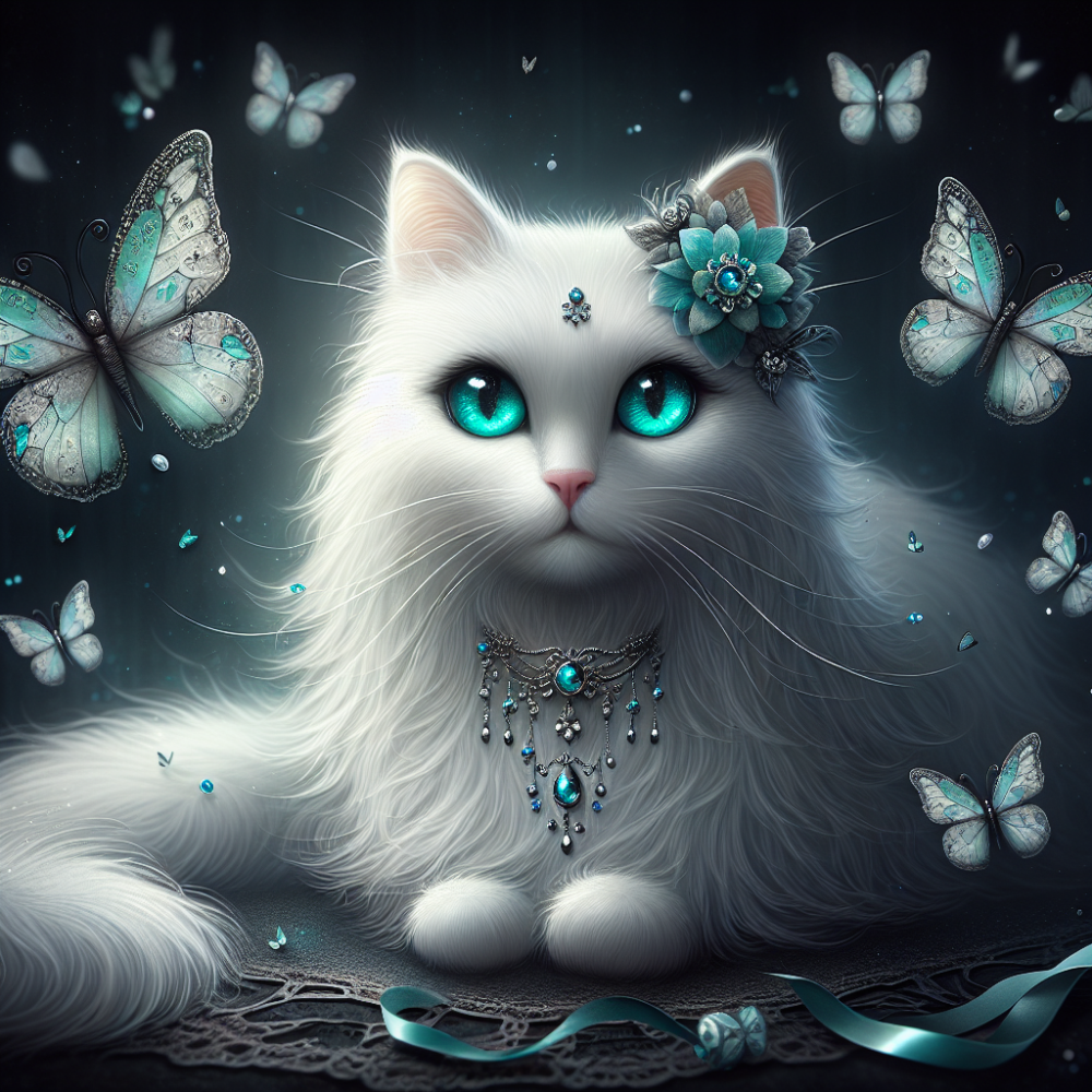 Cat with Butterfly  | Diamond Painting