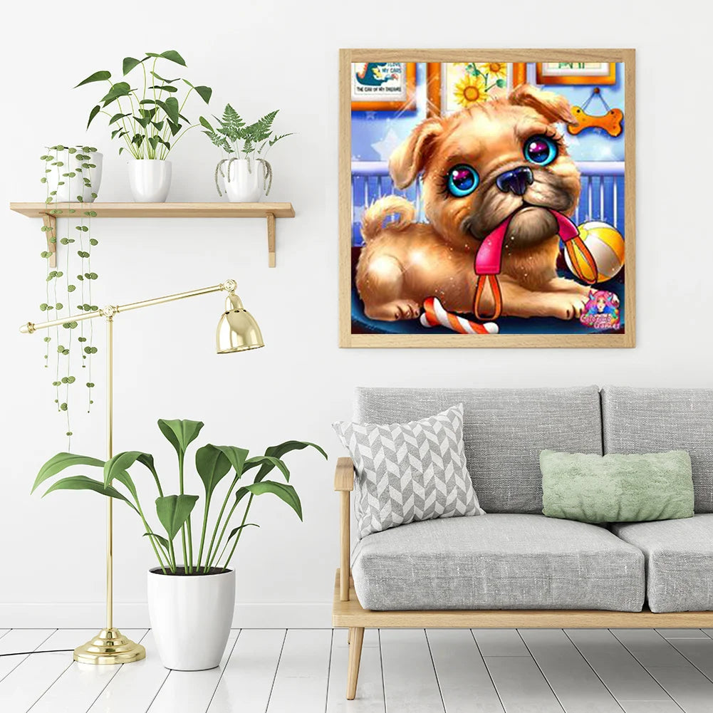 Playing Dog Pug | Diamond Painting