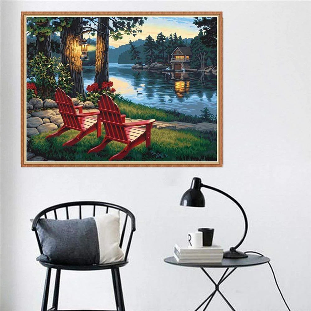 Beautiful View By The Lake | Diamond Painting