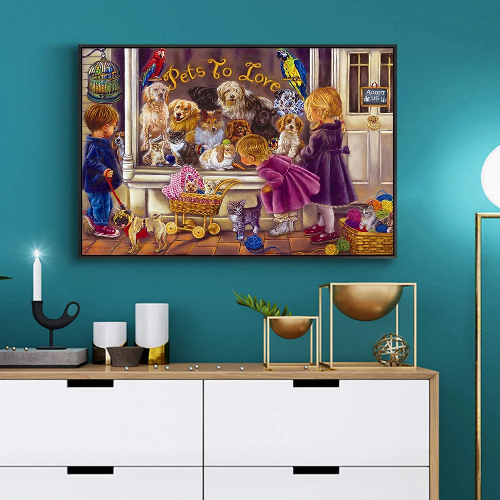 Kids And Dogs | Diamond Painting