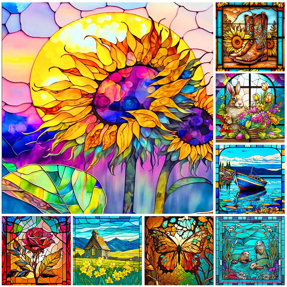 Glass Stained Flowers | Diamond Painting