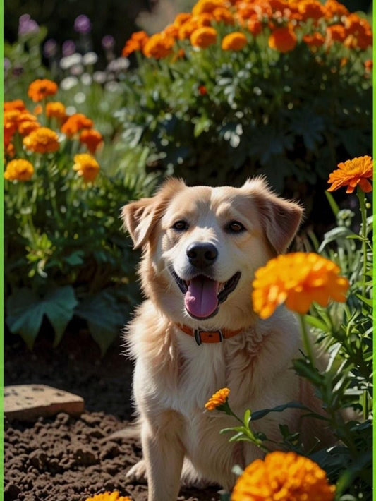 Cottage Garden Dog | Diamond Painting