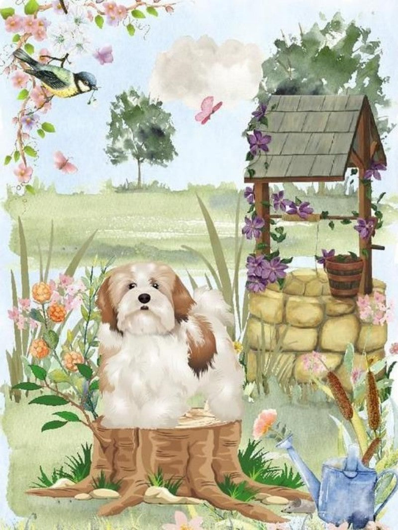 Cottage Garden Dog | Diamond Painting