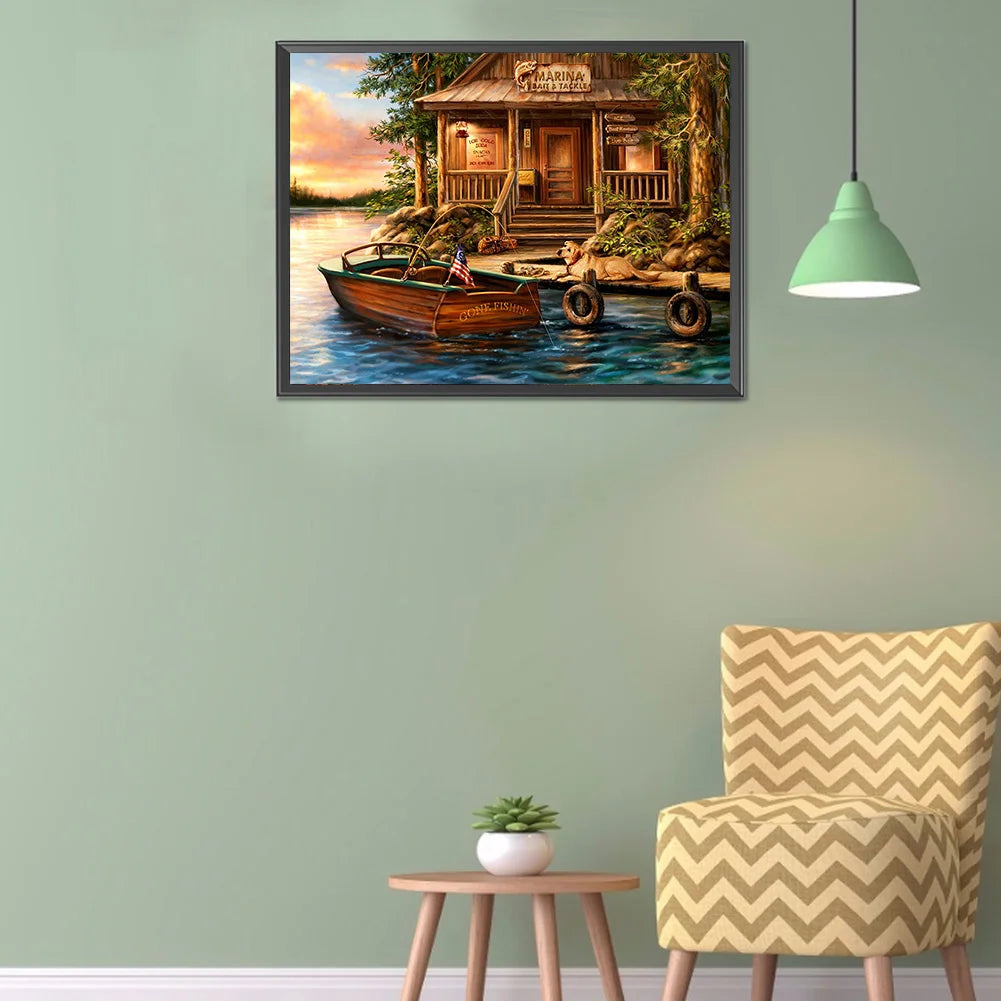 Cabin And Boat | Diamond Painting