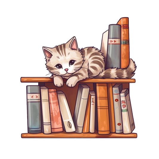 Cat Bookshelf | Diamond Painting