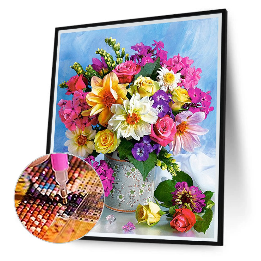 Flowers In The Basket | Diamond Painting