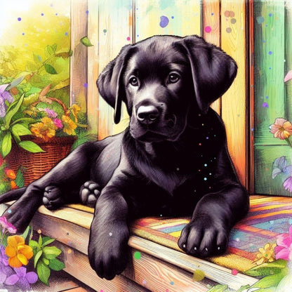 Black Labrador Dog | Diamond Painting