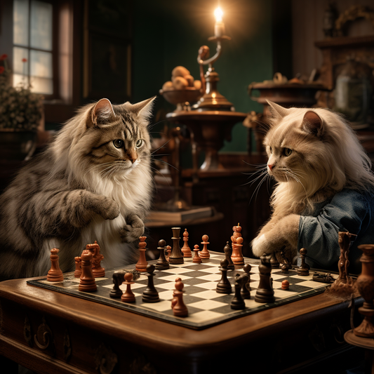 Cats Playing Chess | Diamond Painting