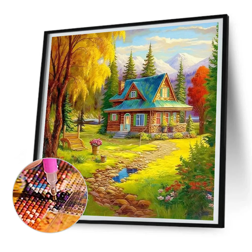 House At The Foot Of The Mountain | Diamond Painting