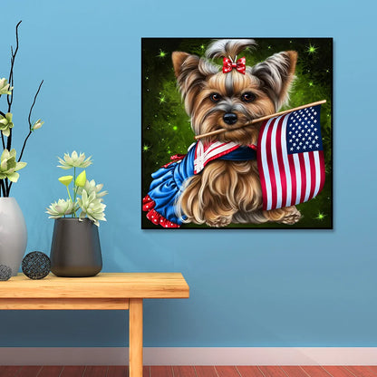 Flag Dog Yorkie | Diamond Painting