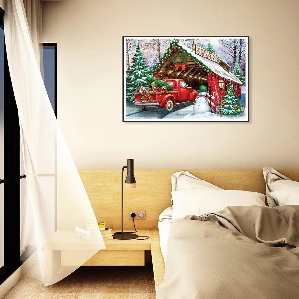 Christmas Red Cabin | Diamond Painting