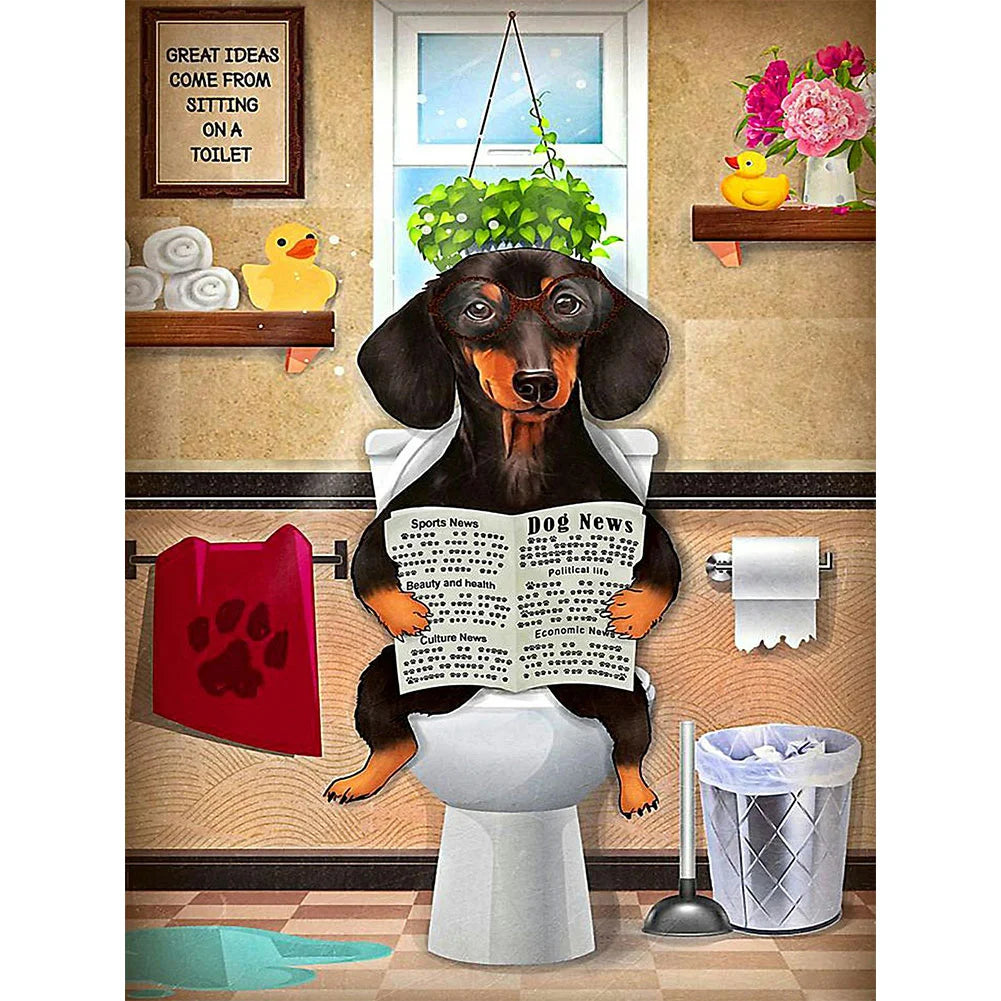 Reading Dog Dachshund | Cross Stitch Embroidery