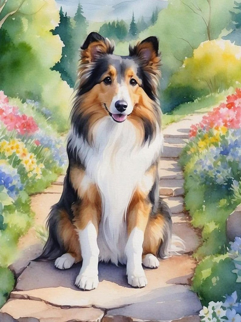 Cottage Garden Dog | Diamond Painting