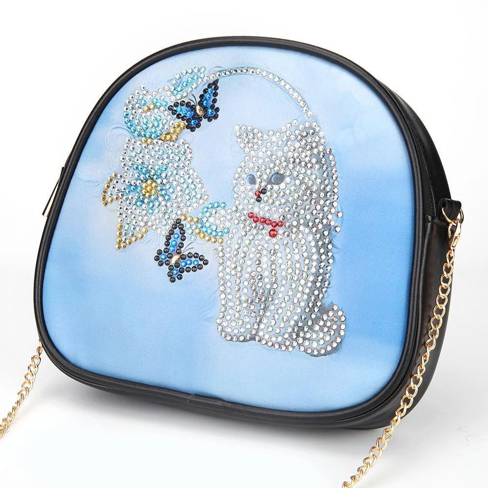 Diy Cat  Diamond Painting Leather Bag