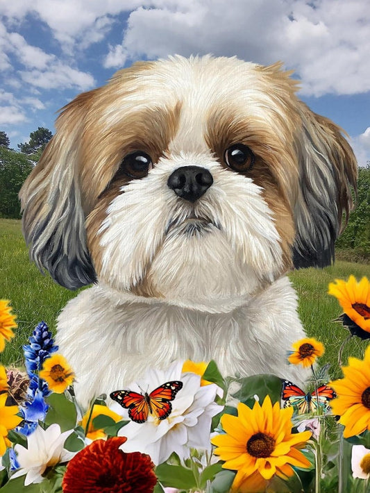 Cottage Garden Dog | Diamond Painting