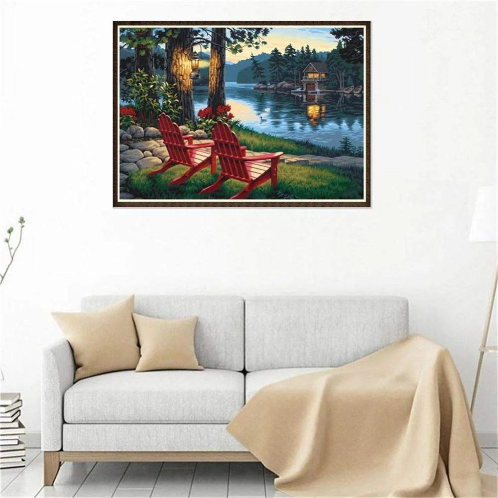 Beautiful View By The Lake | Diamond Painting