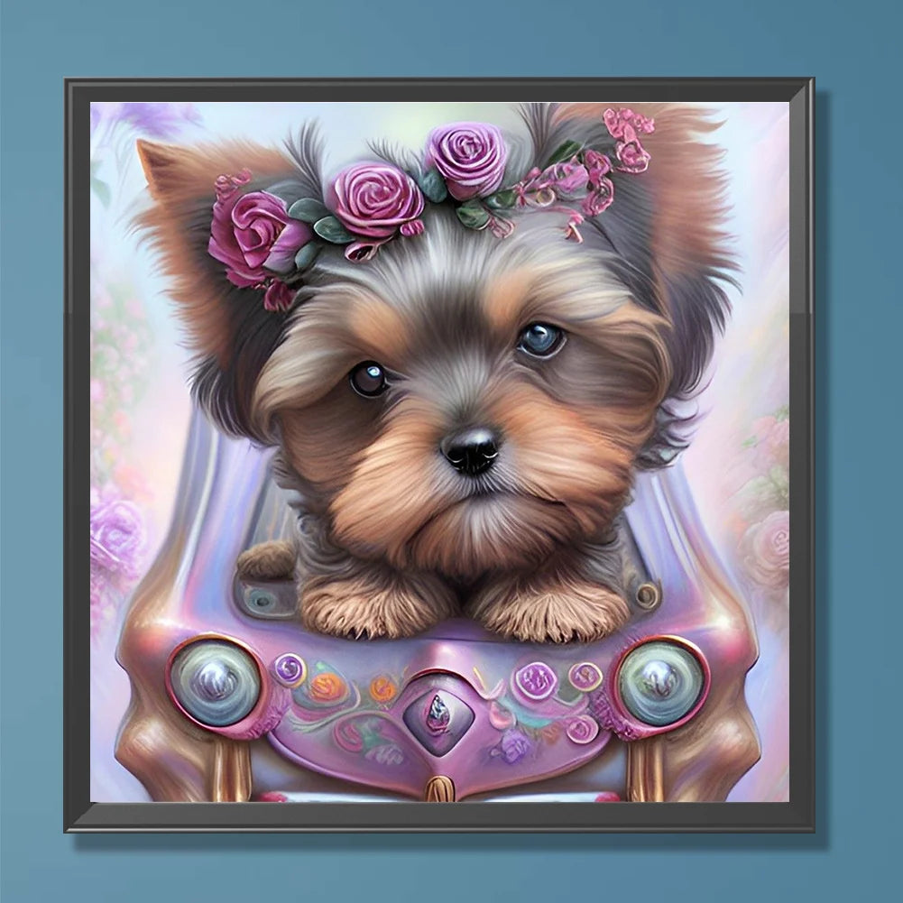 Yorkie Dog Driving | Diamond Painting