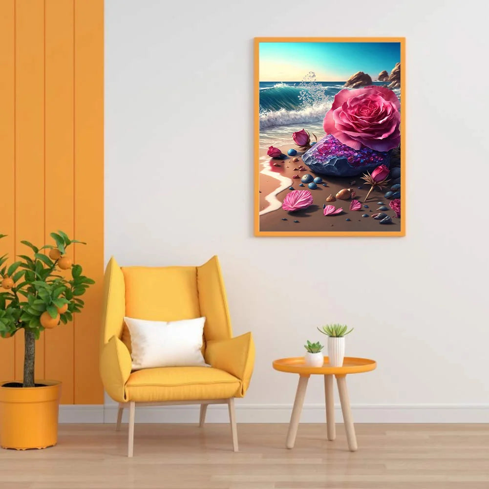 Pink Rose By The Sea | Diamond Painting