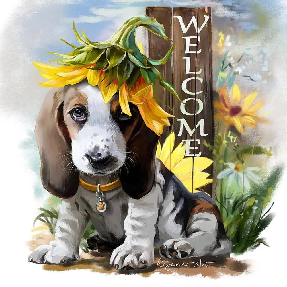 Sunflower Dog Beagle | Cross Stitch Embroidery