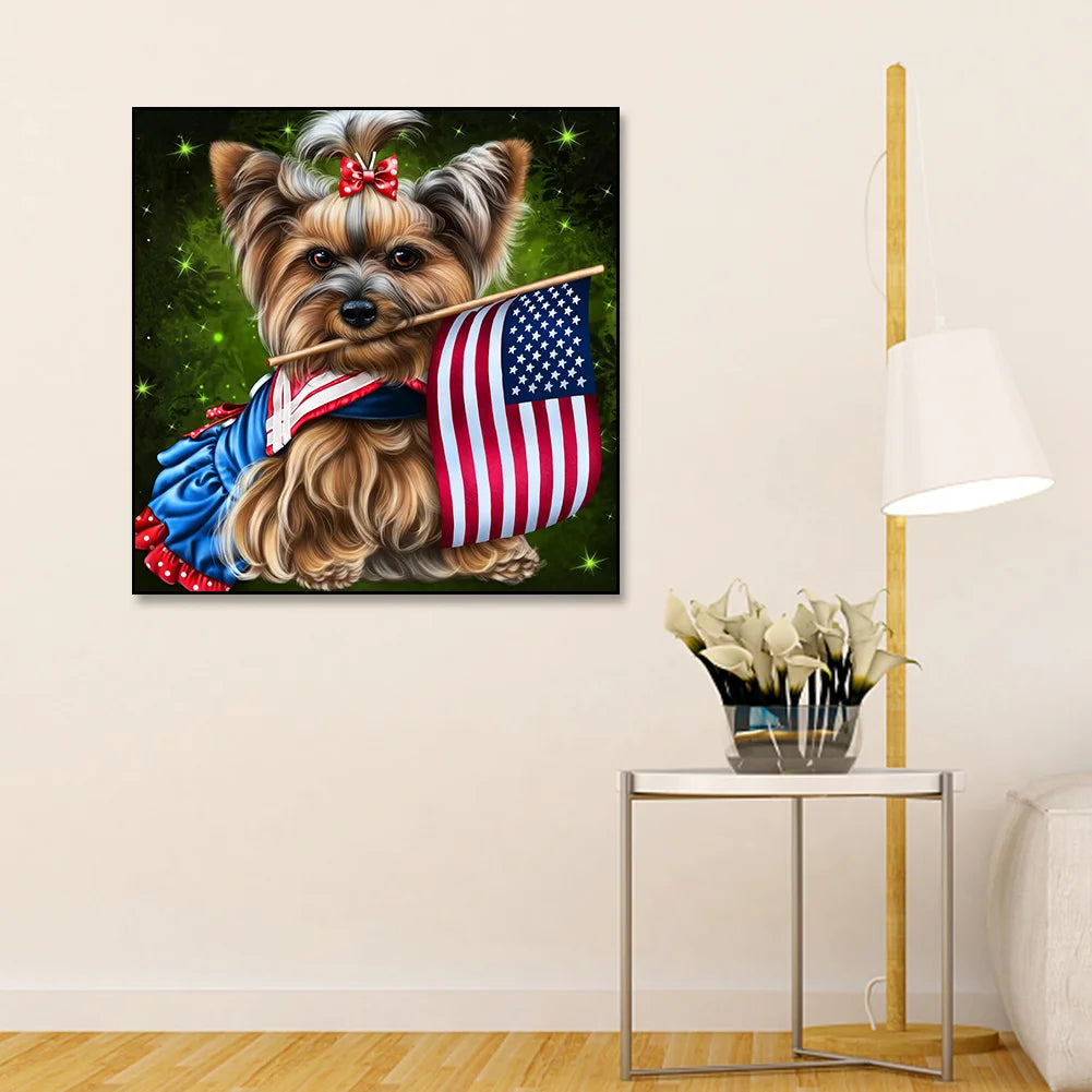 Flag Dog Yorkie | Diamond Painting