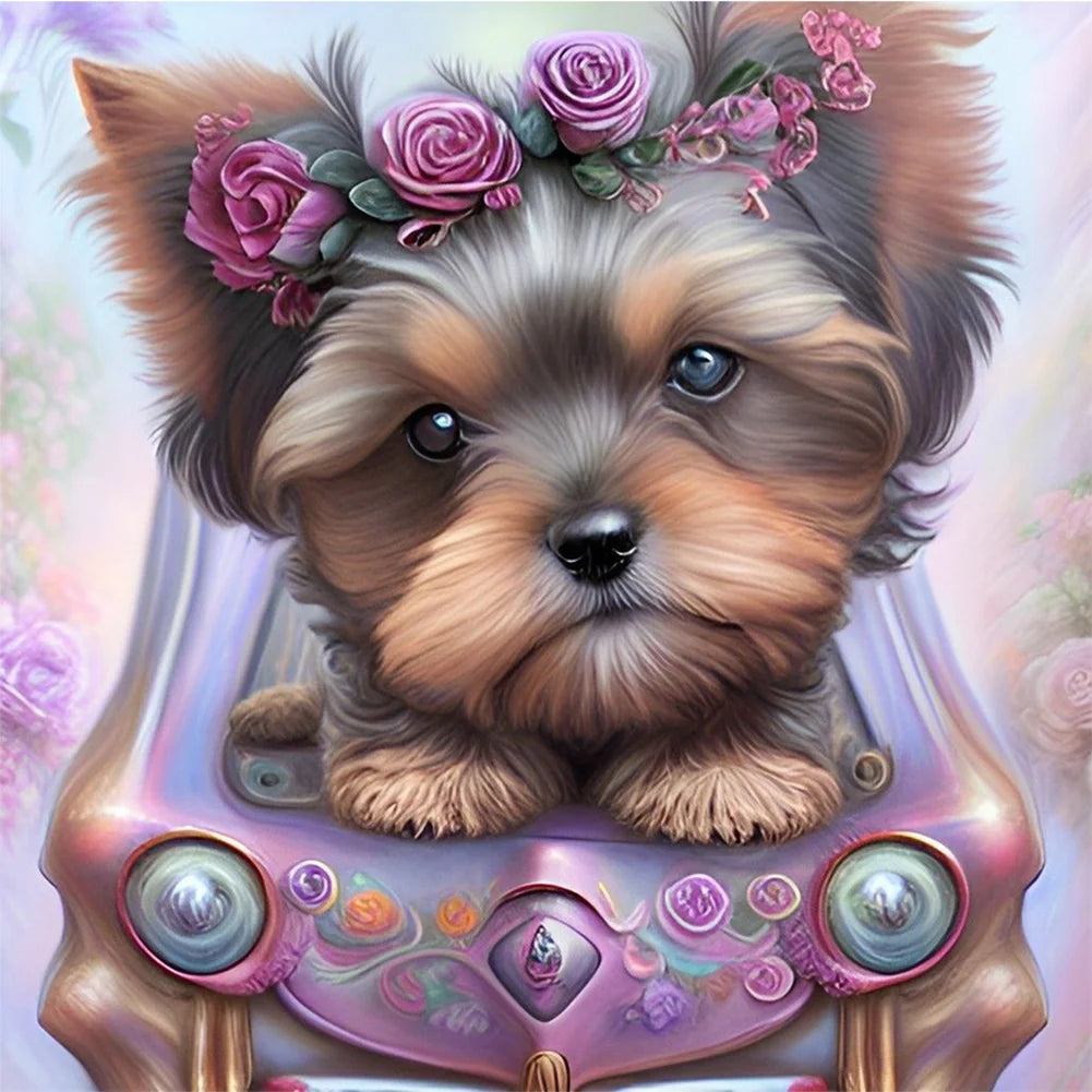 Yorkie Dog Driving | Diamond Painting