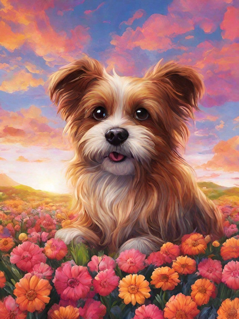 Cottage Garden Dog | Diamond Painting