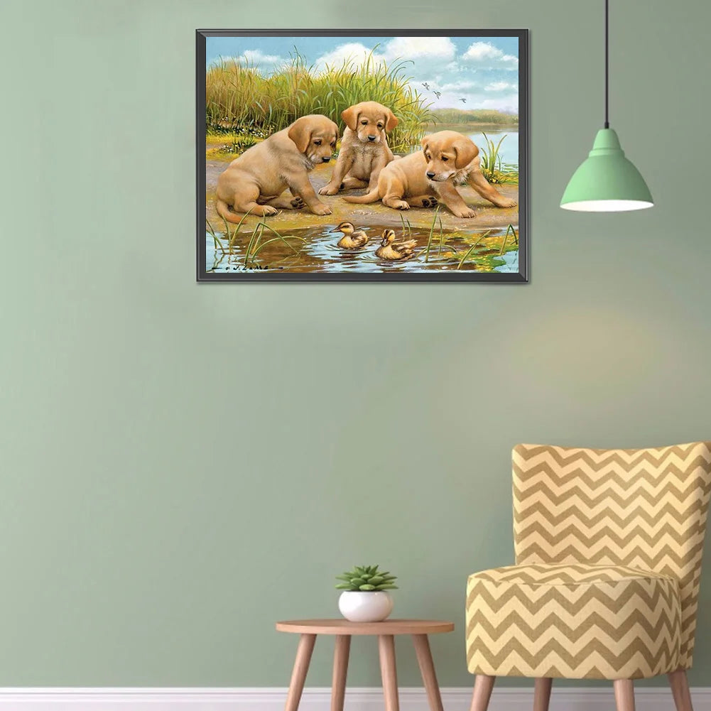 Yellow Labrador Dog By The River | Diamond Painting