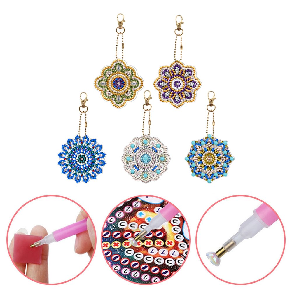 Diy 5pcs/set  Diamond Painting Keychain