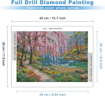 Cherry Blossom Tree Near The River | Diamond Painting