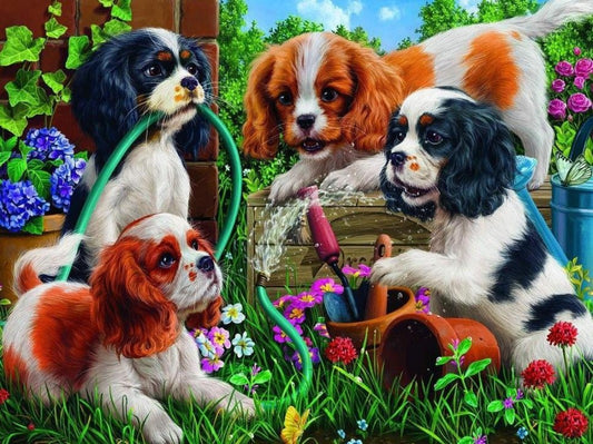 Cottage Garden Dog | Diamond Painting