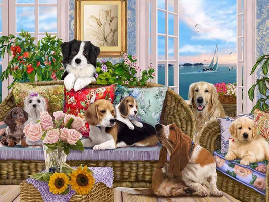 Cottage Garden Dog | Diamond Painting