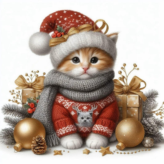 Christmas cat | Diamond Painting