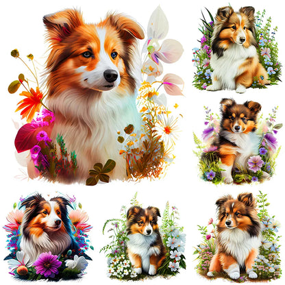 Flowers And Dog Australian Shepherd | Diamond Painting