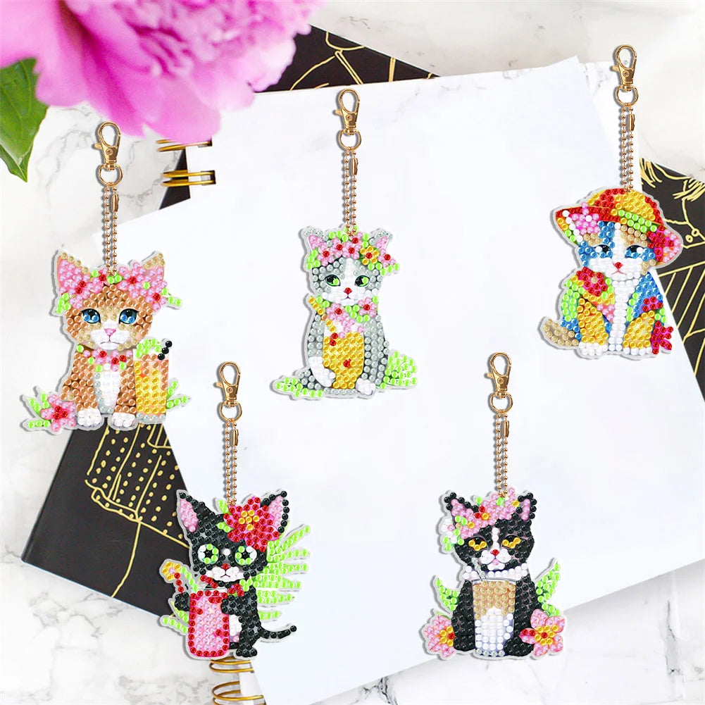 Diy 5pcs/set  Diamond Painting Keychain