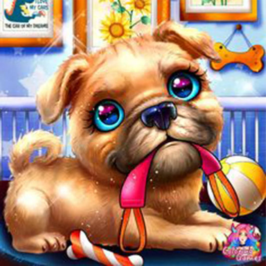 Playing Dog Pug | Diamond Painting