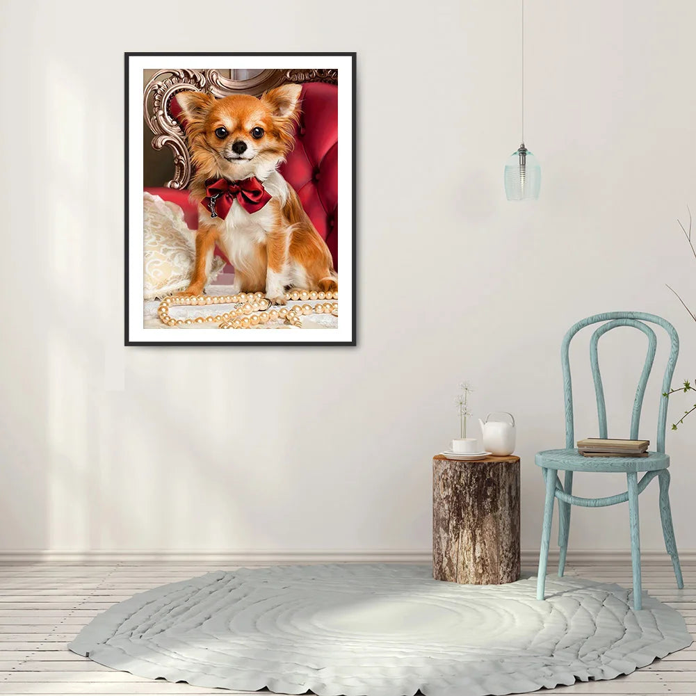 Chihuahua Dog Wearing Bow | Diamond Painting