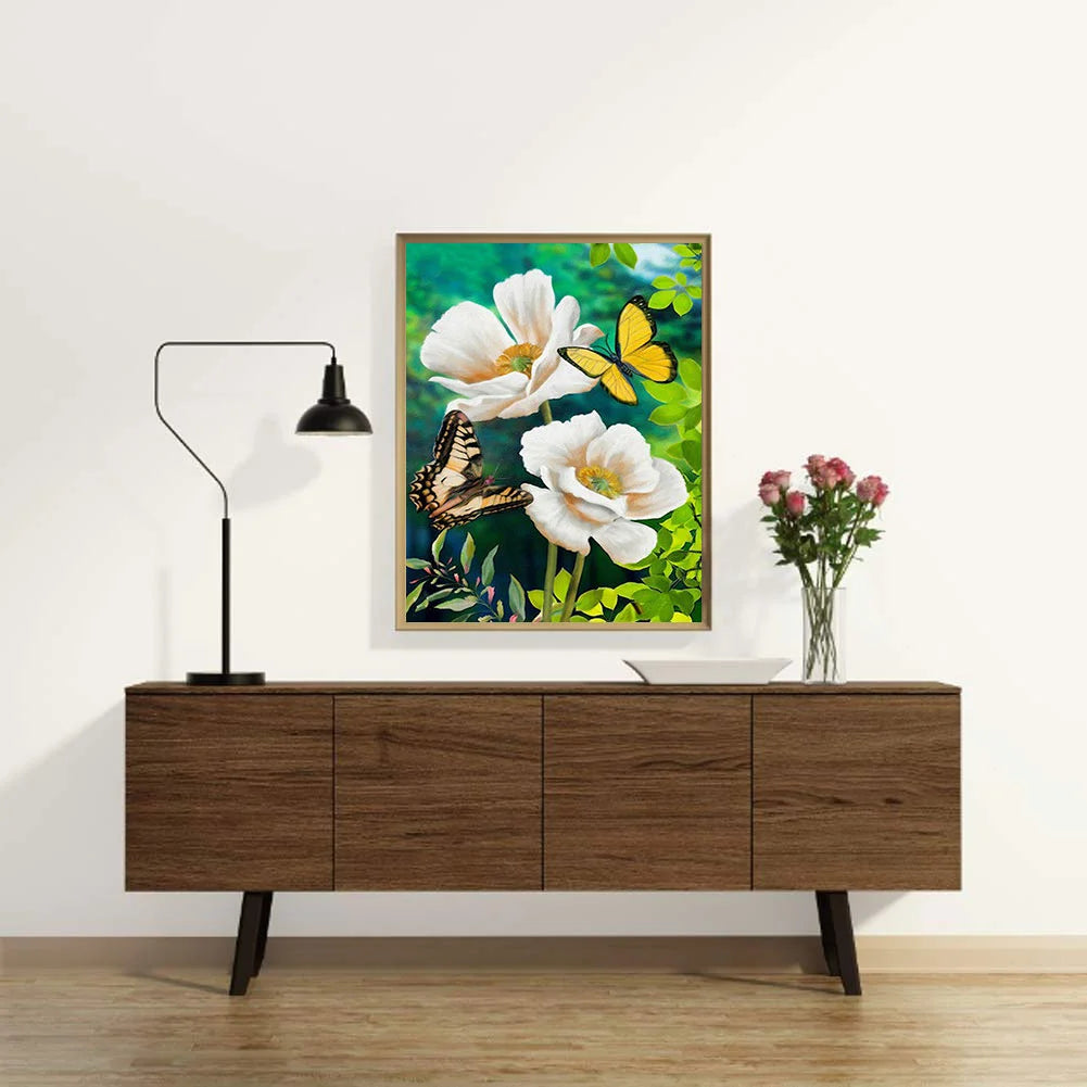 White Flower Butterfly | Diamond Painting