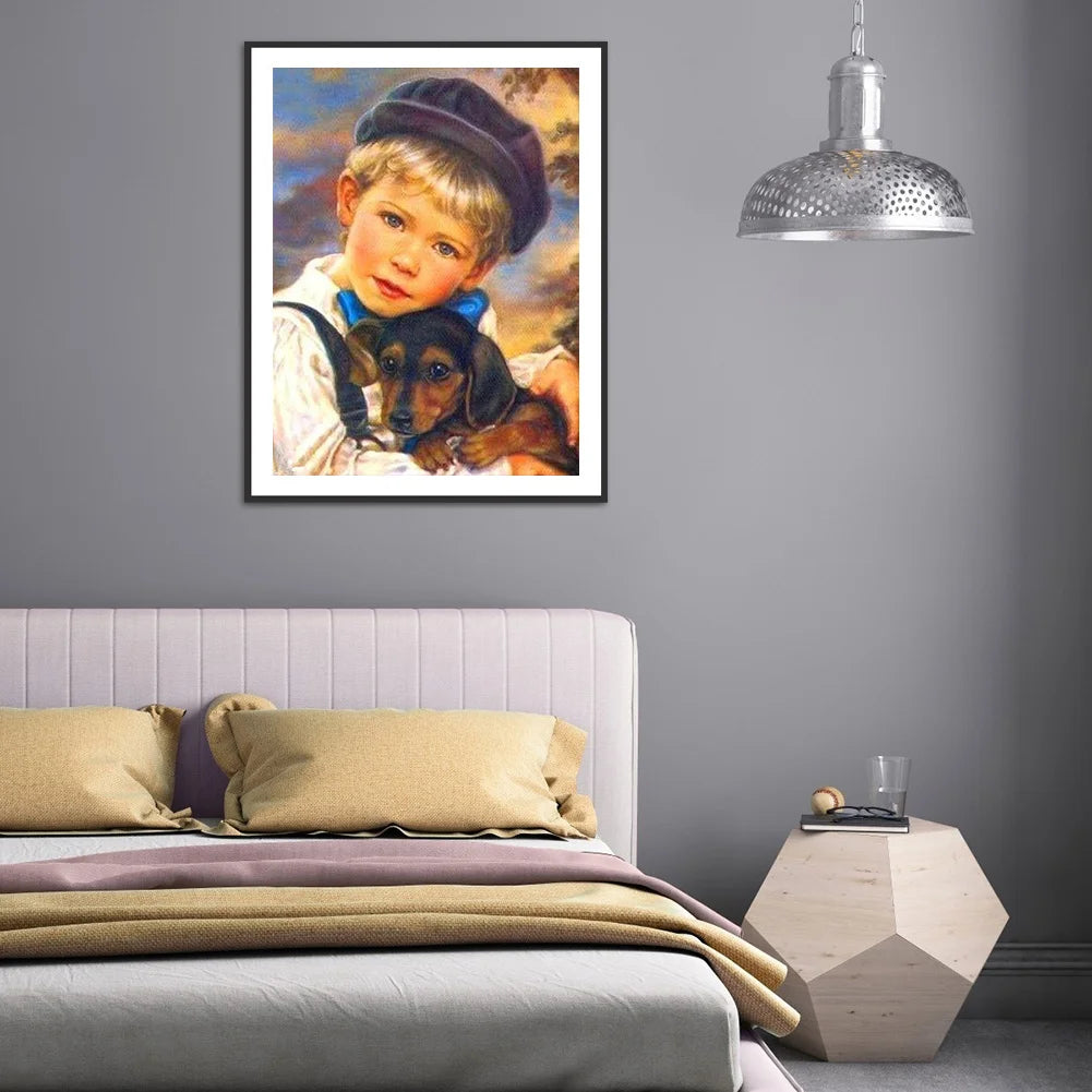 Boy And Dog | Diamond Painting