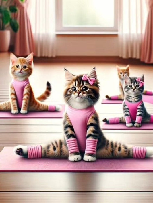 Cats Doing Yoga | Diamond Painting