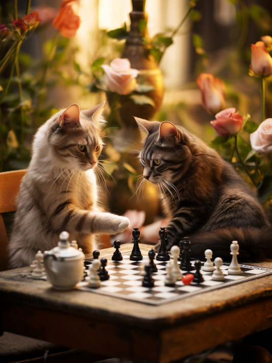 Cats Playing Chess | Diamond Painting