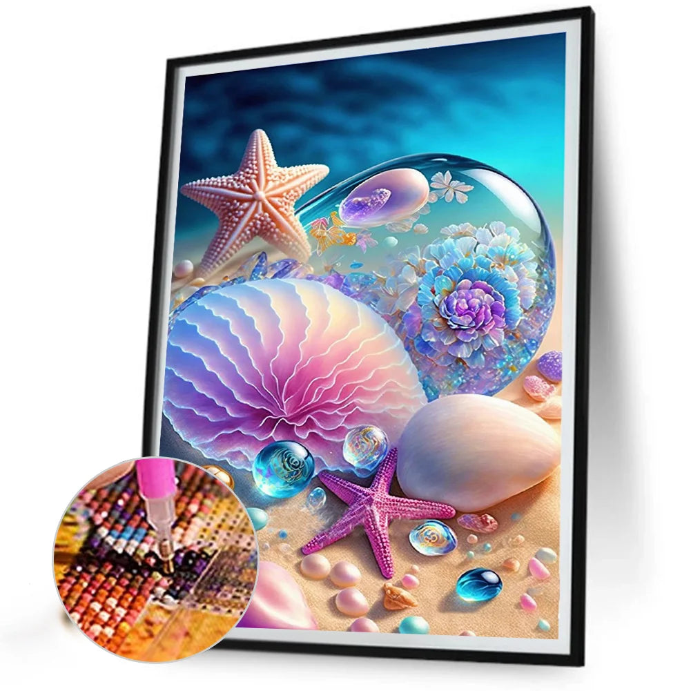 Water Drops And Shells | Diamond Painting