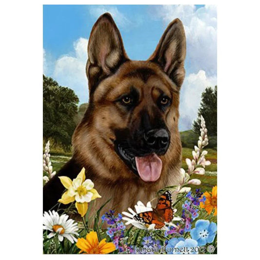 Flower Dog German Shepherd | Cross Stitch Embroidery