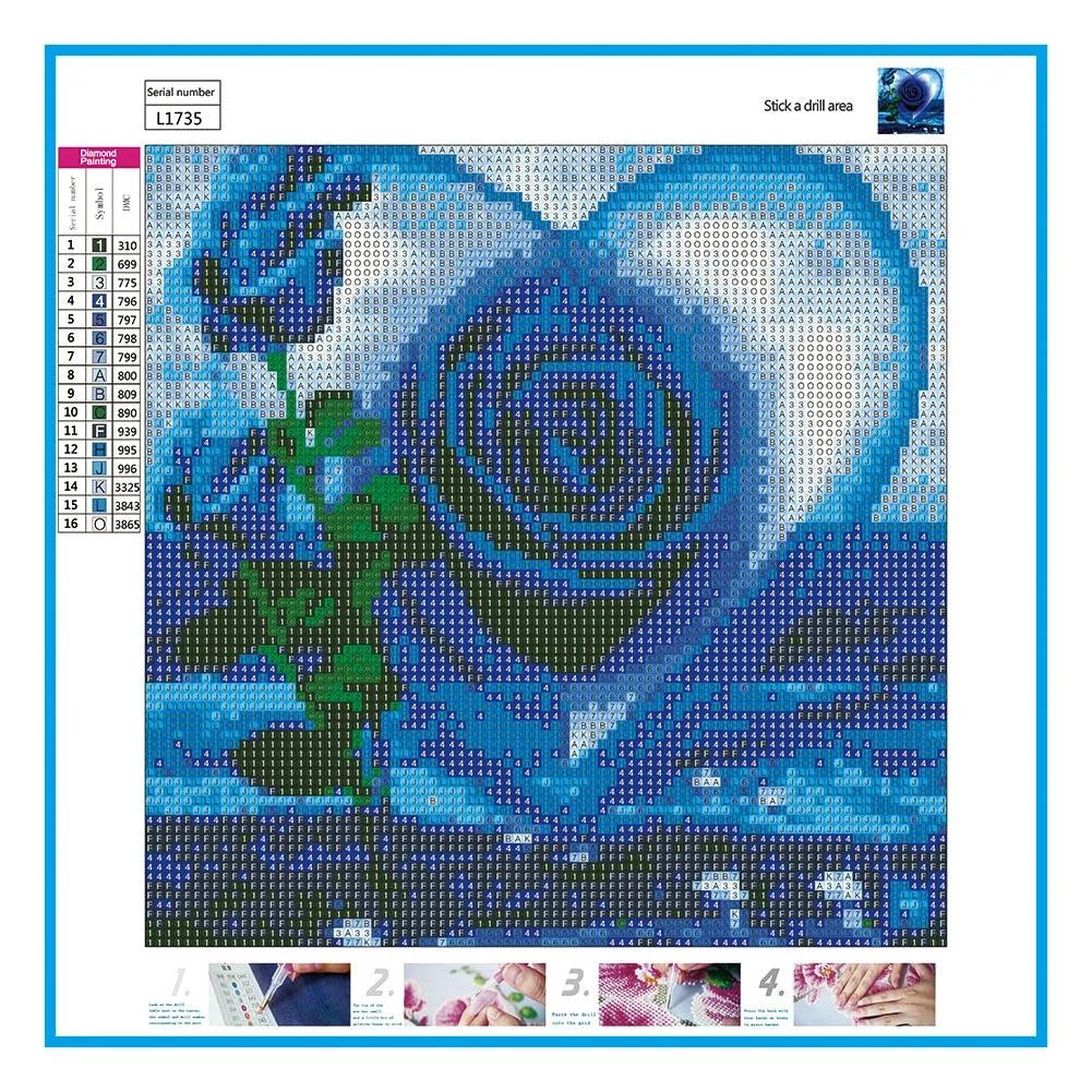 Love Blue Flower | Diamond Painting