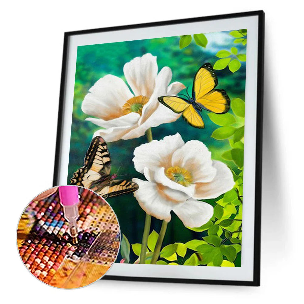 White Flower Butterfly | Diamond Painting