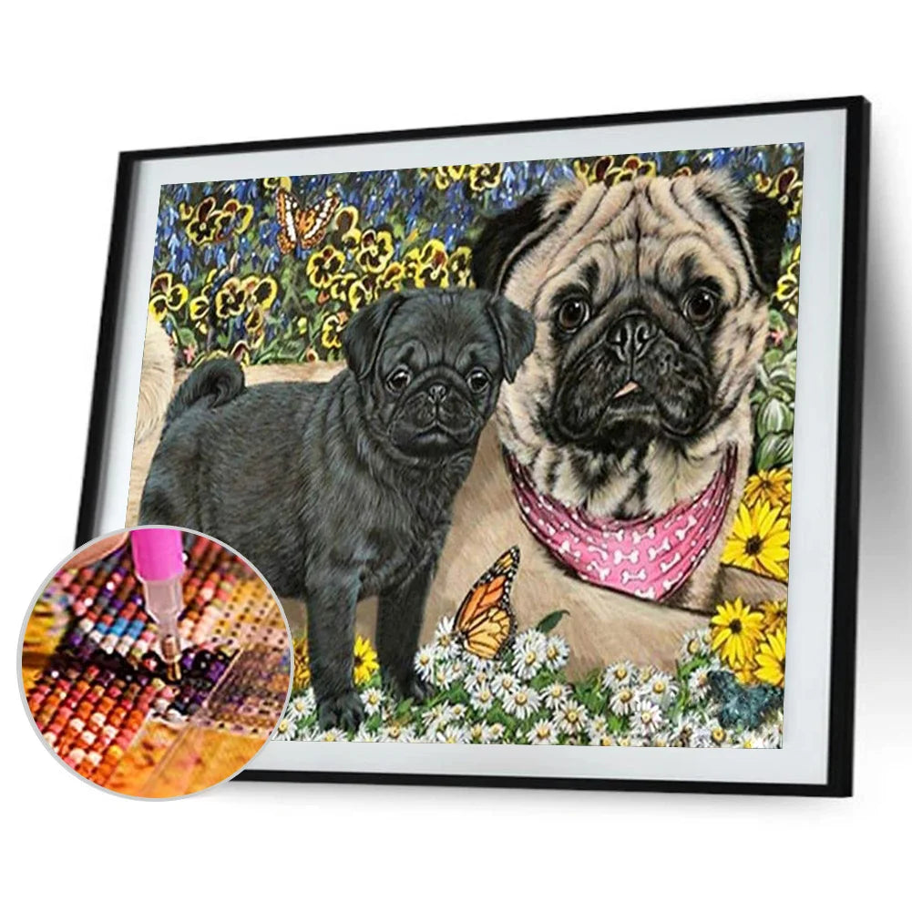 Butterfly And Dog Pug | Diamond Painting